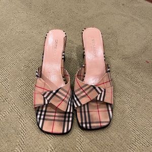 Burberry plaid square toed low heel